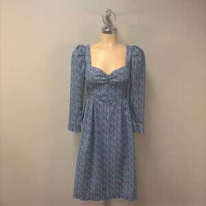 Wilfred Aritzia Polly Dress Cotton Ditzy Floral Smocked  A Line Midi Milkmaid